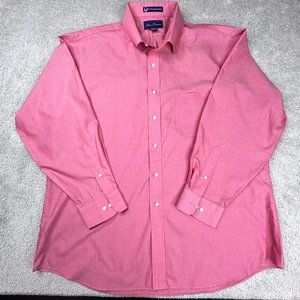 Alan Flusser Long Sleeve Button Front Shirt Size 17.5 XL Strawberry‎ Color